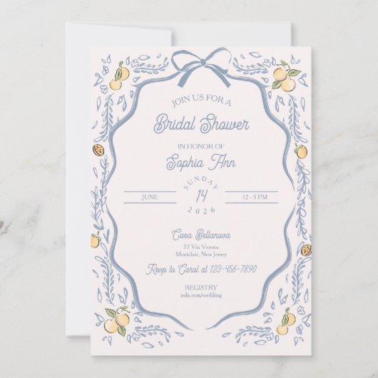Italian Amalfi Coastal Bridal Shower Invitation Kaart (Voorkant)