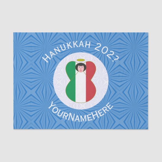 Italian Angel Hanukkah Flag Personalized Gift Tissuepapier (Voorkant)