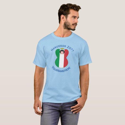 Italian Angel Hanukkah Flag Personalized Men's  T-shirt (Voorkant volledig)
