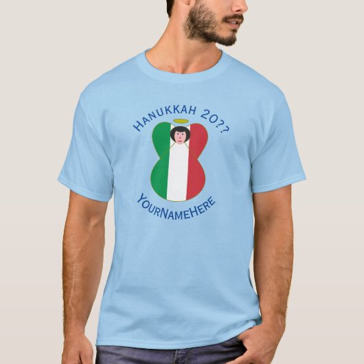 Italian Angel Hanukkah Flag Personalized Men's  T-shirt (Voorkant)