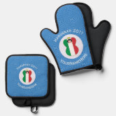 Italian Angel Hanukkah Flag Personalized  Ovenwant & Pannenlap Set (Voorkant / Achterkant)