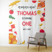 Italian Birthday Party backdrop Wandkleed (In situ)