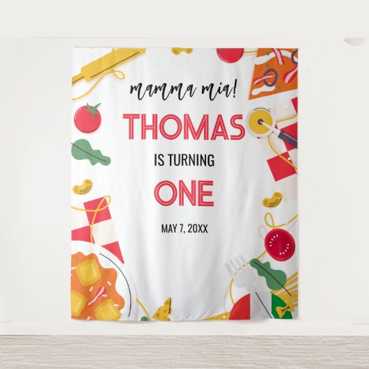 Italian Birthday Party backdrop Wandkleed (Voorkant)