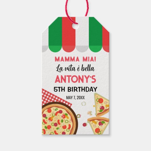 Italian Birthday Pizza Party Cadeaulabel (Voorkant)