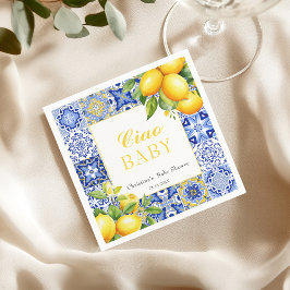 Italian Blue Tegel Citrus Lemon Baby shower Servet