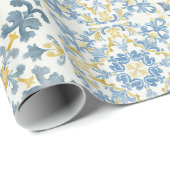 Italian Blue Tegel Lemon Cadeaupapier (Rol Hoek)