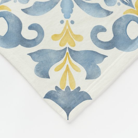 Italian Blue Tegel Lemon Fleece Deken (Hoek)