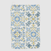 Italian Blue Tegel Lemon Golfhanddoek (Voorkant)
