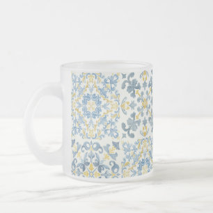 Italian Blue Tegel Lemon Matglas Koffiemok