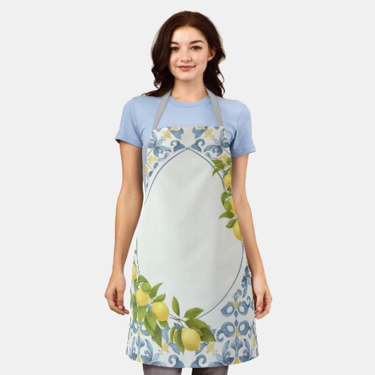 Italian Blue Tegel Lemon Schort (Gedragen)