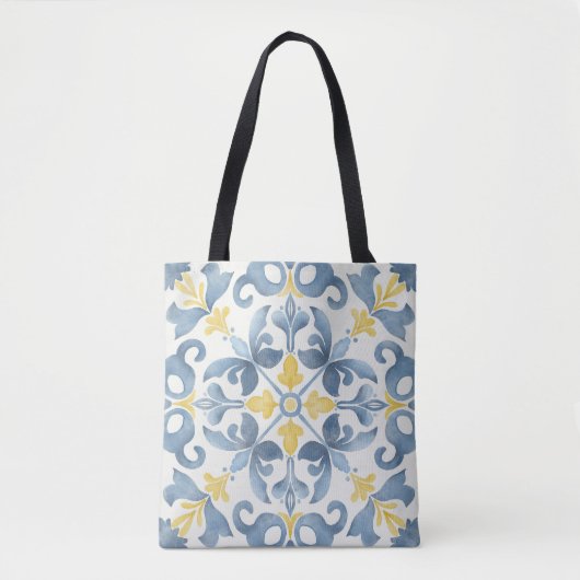Italian Blue Tegel Lemon Tote Bag (Voorkant)
