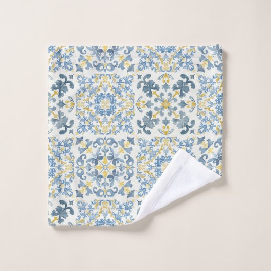 Italian Blue Tegel Lemon Washandje (Wasdoekje)