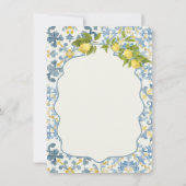 Italian Blue Tile Lemon Invitation Kaart (Achterkant)