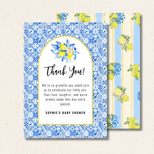 Italian Blue Tiles, Ciao Baby, Lemons square Bedankkaart
