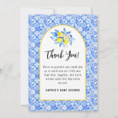 Italian Blue Tiles, Ciao Baby, Lemons square Bedankkaart (Voorkant)