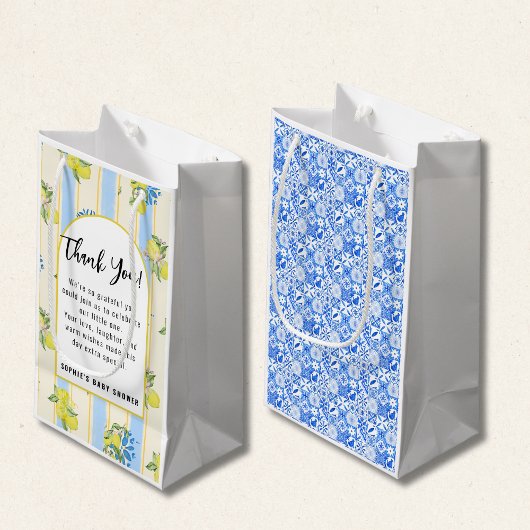 Italian Blue Tiles, Ciao Baby, Lemons square Klein Cadeauzakje