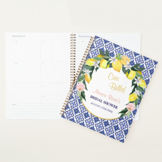 Italian Blue Tiles Lemons Ciao Bella Bridal Shower Planner (Display)