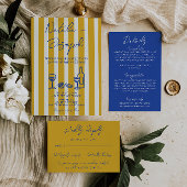 Italian Blue Yellow Hand Written Painted Wedding Kaart