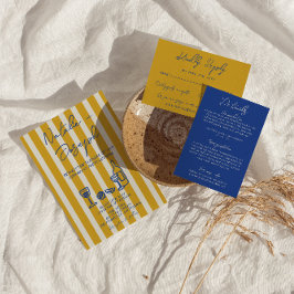 Italian Blue Yellow Hand Written Painted Wedding Kaart