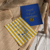 Italian Blue Yellow Hand Written QR Code Wedding Kaart