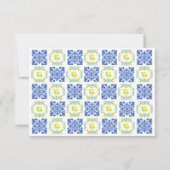 Italian Blue & Yellow Lemon Tile Wedding RSVP Kaartje (Achterkant)