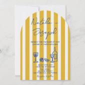 Italian Blue Yellow Written Photo Arch Wedding Kaart (Voorkant)