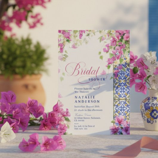 Italian Bougainvillea Mediterranean Bridal Shower Kaart