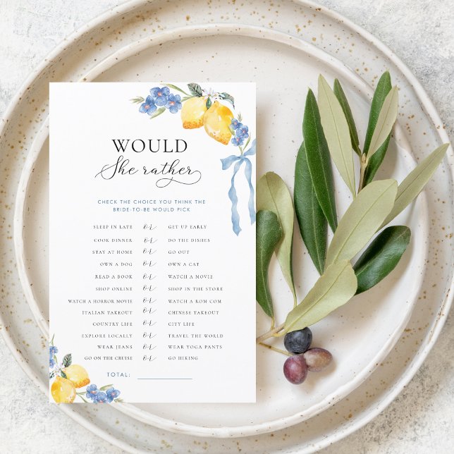 Italian Bow & Lemons Bridal Would She Rather Game (Creator heeft geüpload)