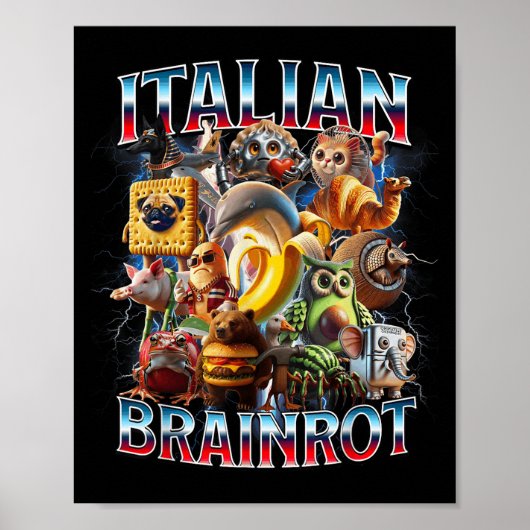 Italian Brain Rot Italian Brainrot Funny Memes Boy Poster (Voorkant)