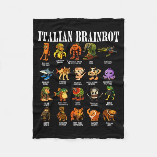 Italian Brain Rot Italian Brainrot Funny Memes  Fleece Deken (Voorkant)