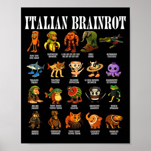 Italian Brain Rot Italian Brainrot Funny Memes  Poster (Voorkant)