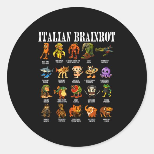 Italian Brain Rot Italian Brainrot Funny Memes  Ronde Sticker (Voorkant)