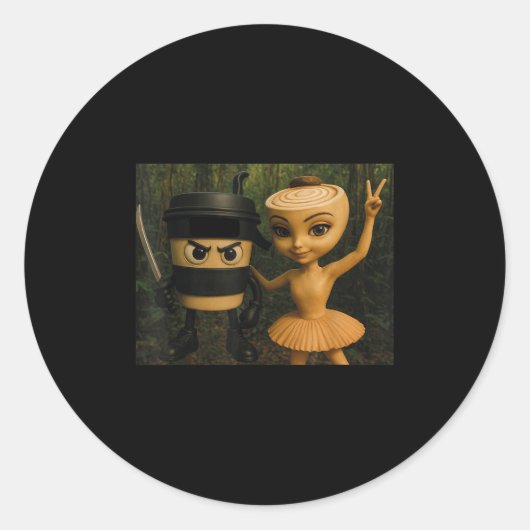 Italian Brainrot Ballerina Cappuccina Cappuccino I Ronde Sticker (Voorkant)