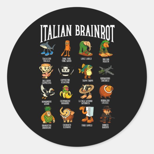Italian Brainrot Ballerina Ino Character Meme Mix  Ronde Sticker (Voorkant)