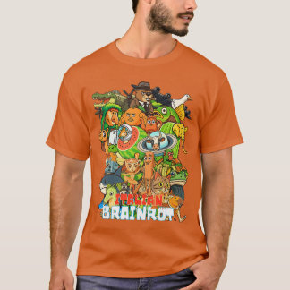 Italian Brainrot CartoonStyle Viral Gen Z Meme Col T-shirt