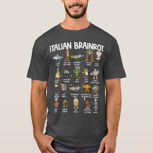 Italian Brainrot Characters Funny Meme Popular Tre T-shirt (Voorkant)