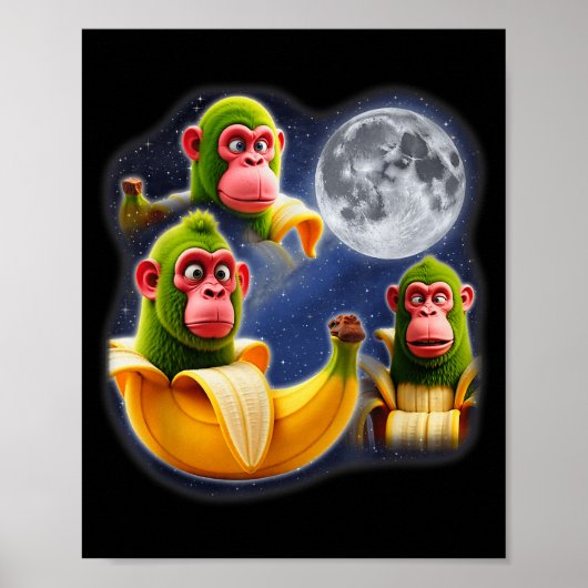Italian Brainrot Chimpanzini Bananini 3 Moon Weird Poster (Voorkant)