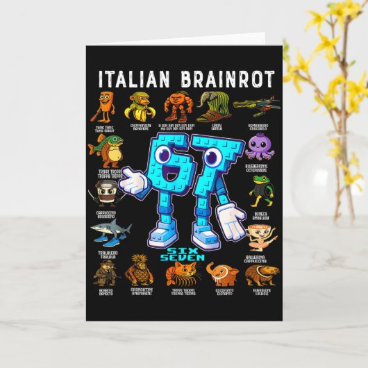Italian Brainrot Funny 67 Meme Birthday Decoration Kaart (Gele Bloem)
