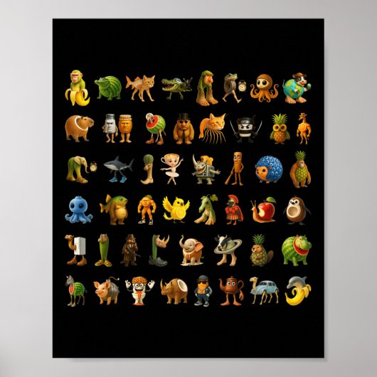 Italian Brainrot Gen-z Meme Funny Brain Rot Kids C Poster (Voorkant)