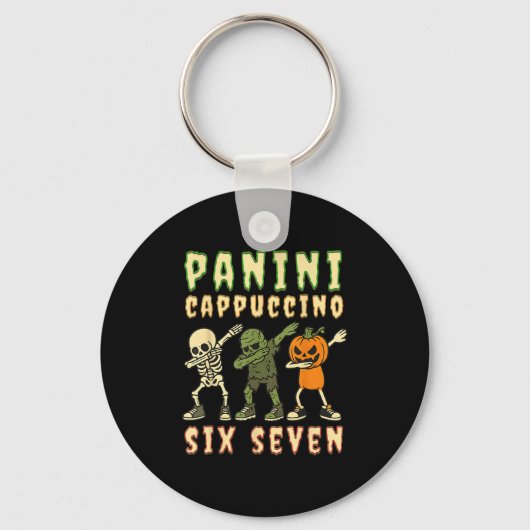 Italian Brainrot Halloween Panini Cappuccino Six S Sleutelhanger (Voorkant)