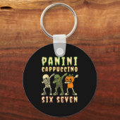 Italian Brainrot Halloween Panini Cappuccino Six S Sleutelhanger (Voorkant)