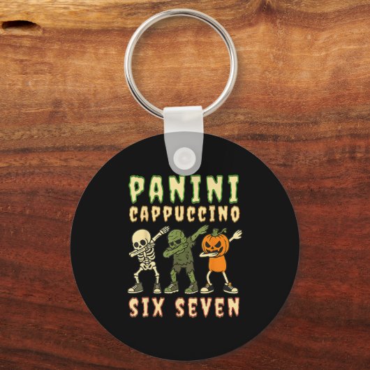 Italian Brainrot Halloween Panini Cappuccino Six S Sleutelhanger (Voorkant)