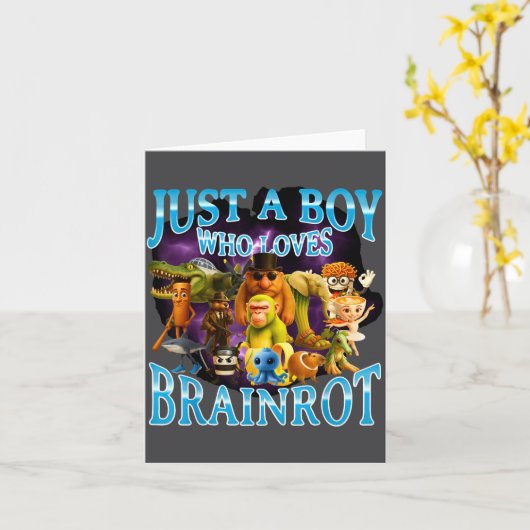 Italian Brainrot Lover Meme Internet Illustration Kaart (Gele Bloem)