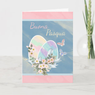 Italian - Buona Pasqua - Watercolour Easter Eggs Feestdagen Kaart