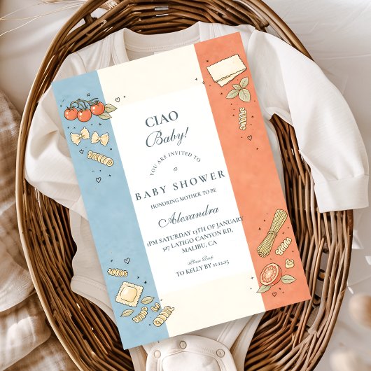 Italian Café Doodle Baby Shower Kaart