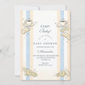 Italian Café Doodle Stripes Baby Shower Kaart (Voorkant)