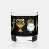 Italian Cards Aces Icons on Black Whisky Glas (Achterkant)