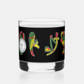 Italian Cards Aces Icons on Black Whisky Glas (Links)