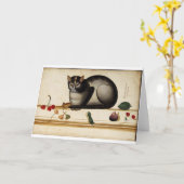 Italian Cat Wenskaart Kaart (Gele Bloem)