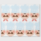 Italian Chef Face with Mustache and Hat Cadeaupapier (Vlak)